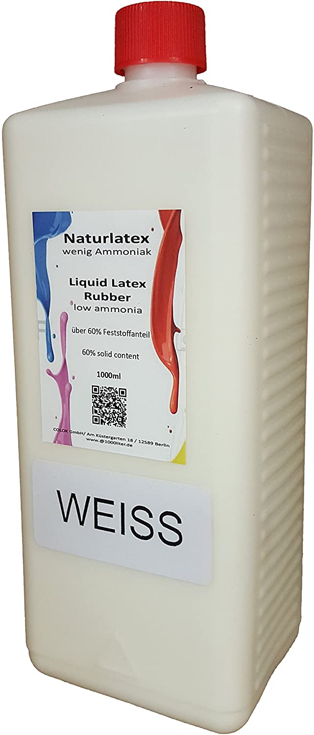 Latex liquide BLANC 1 litre fabricant de masque latex d'artisanat latex de lait 1000 ml pré-coloré blanc